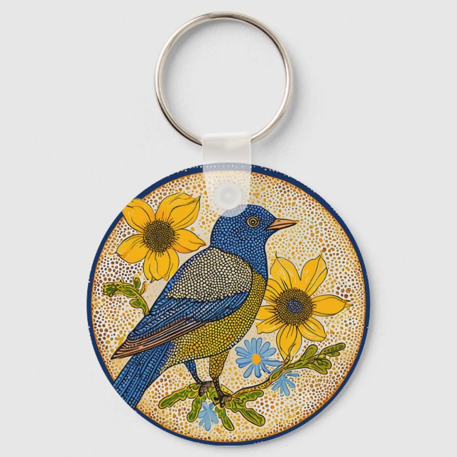 Colourful bird  key ring (Front)