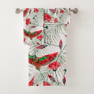 Colourful bird of Paradise stylish Bath Towel Set
