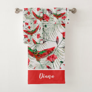 Colourful bird of Paradise stylish Bath Towel Set