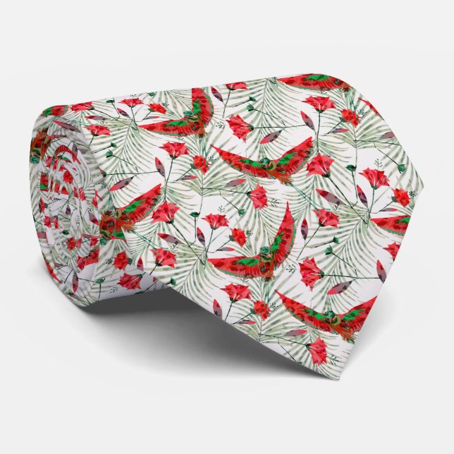 Colourful bird of Paradise stylish  Tie (Rolled)