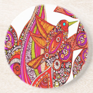 Colourful Bird Of Paradise White Coaster