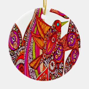 Colourful Bird Of Paradise White Ornament
