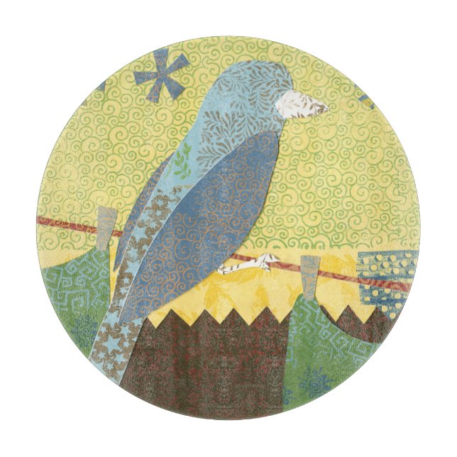 Colourful Bird on a Wire Cutting Board (Front)