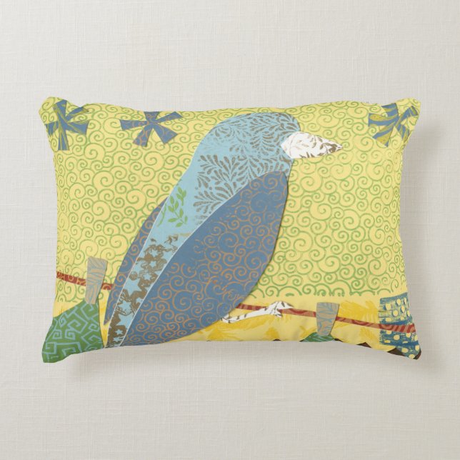 Colourful Bird on a Wire Decorative Cushion (Front)