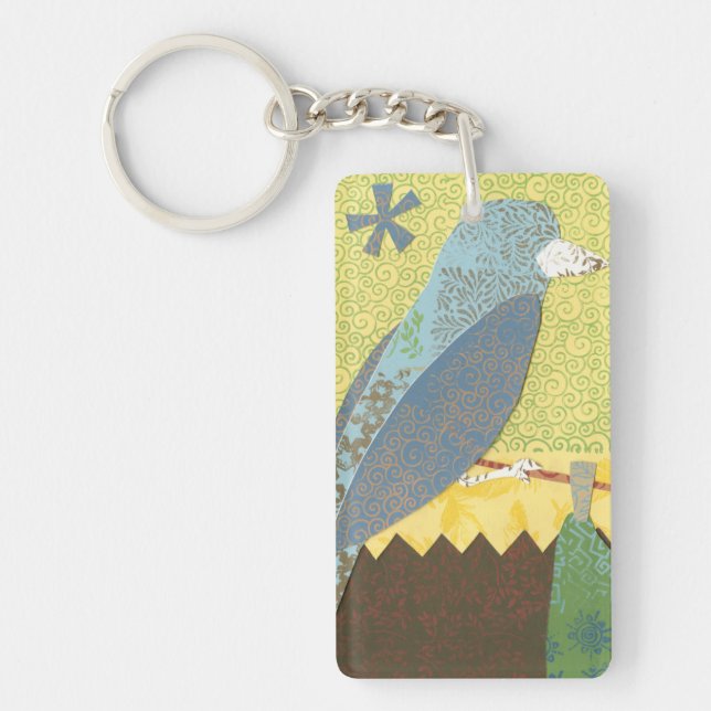 Colourful Bird on a Wire Key Ring (Front)