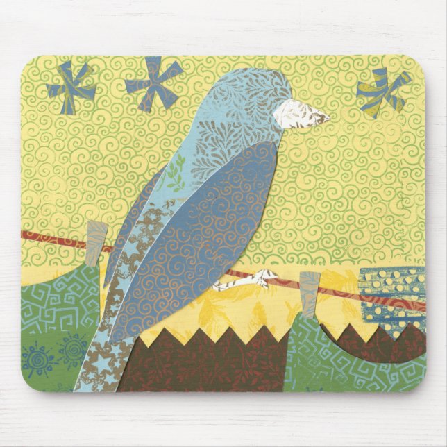 Colourful Bird on a Wire Mouse Mat (Front)