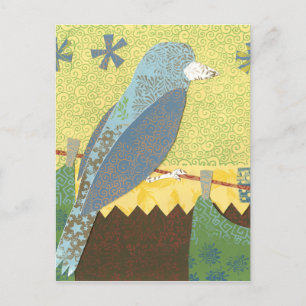 Colourful Bird on a Wire Postcard