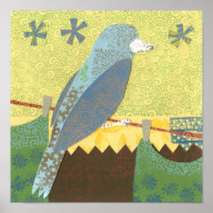 Colourful Bird on a Wire Poster