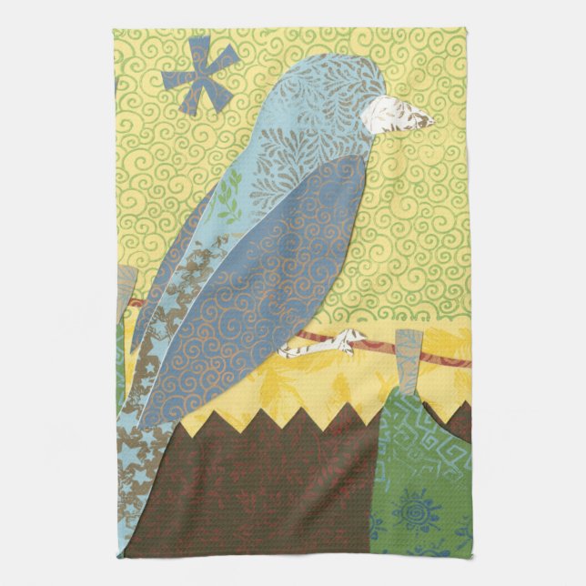Colourful Bird on a Wire Tea Towel (Vertical)