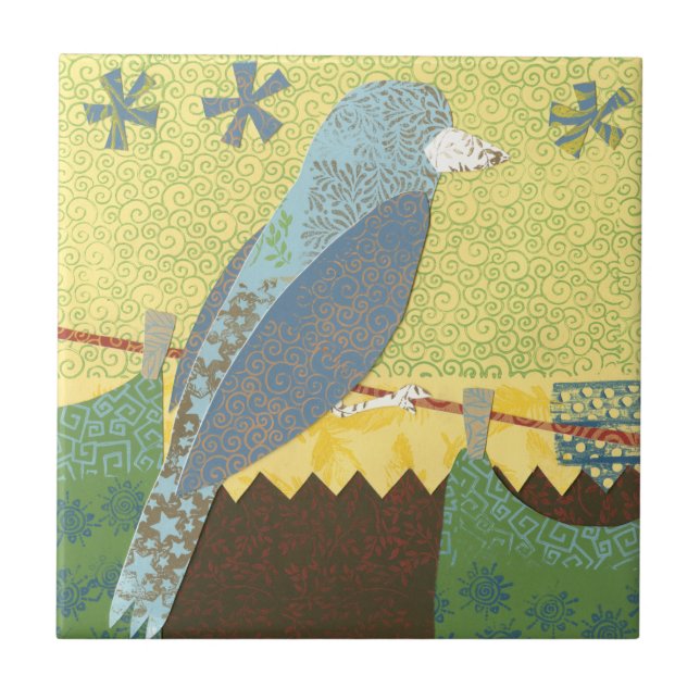 Colourful Bird on a Wire Tile (Front)