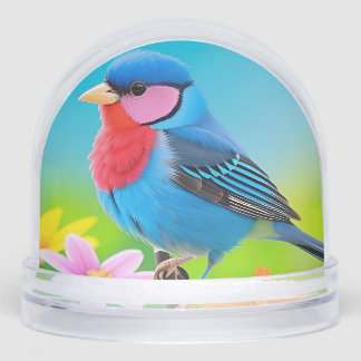 Colourful Bird on Blooming Branch Snowglobe