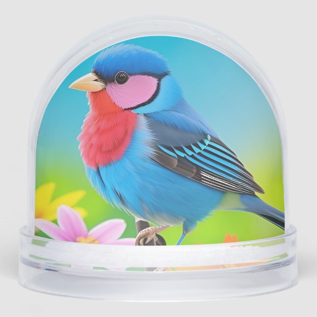 Colourful Bird on Blooming Branch Snowglobe (Front)