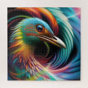 Colourful bird peacock swirling feathers jigsaw puzzle