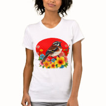 Colourful Bird Perched Among Flowers