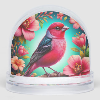 Colourful Bird Perched on Branch Snowglobe