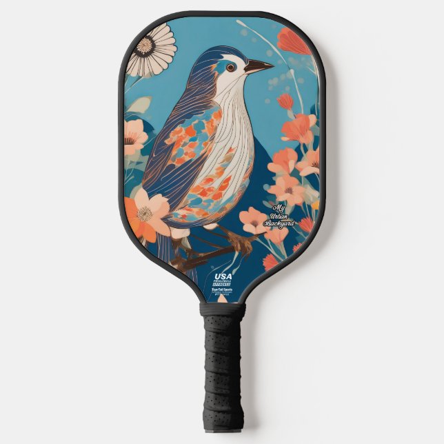Colourful Bird Personalised Pickleball Paddle (Front)