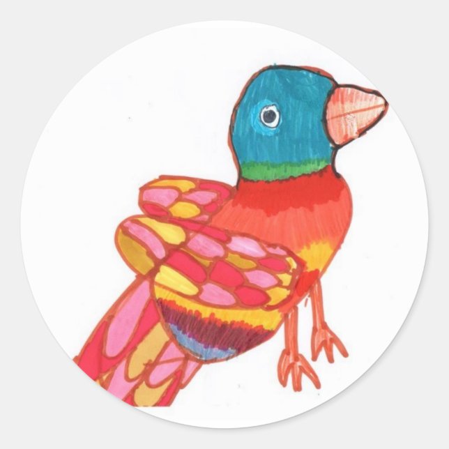 Colourful Bird Sticker (Front)