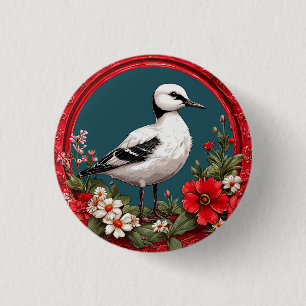 Colourful Bird with Floral Frame 3 Cm Round Badge
