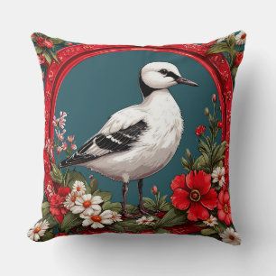 Colourful Bird with Floral Frame Cushion