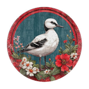 Colourful Bird with Floral Frame Cutting Board
