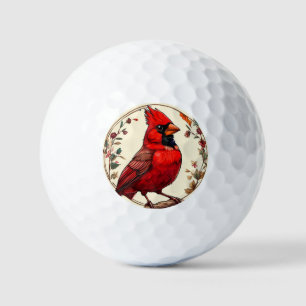 Colourful Bird with Floral Frame Golf Balls