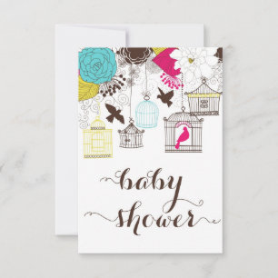 Colourful Birdcages Baby Shower Gift Registry Card