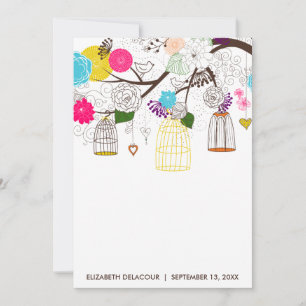 Colourful Birdcages Floral Baby Shower Invitation