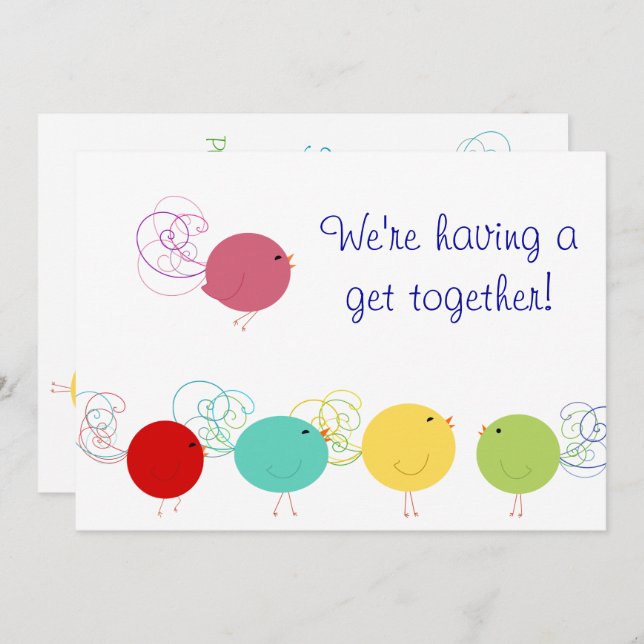 Colourful Birdies Invitation (Front/Back)