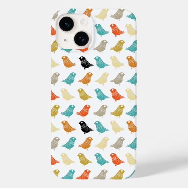 Colourful Birds Abstract Retro Pattern Case-Mate iPhone Case (Back)