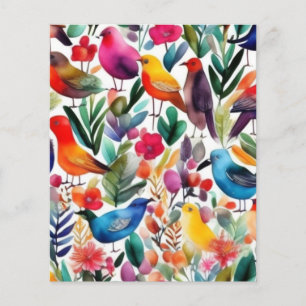 Colourful birds and flowers