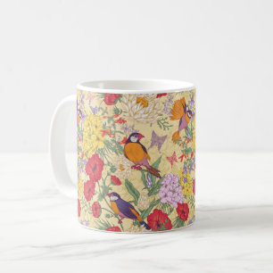 Colourful Birds and Flowers Coffee Mug