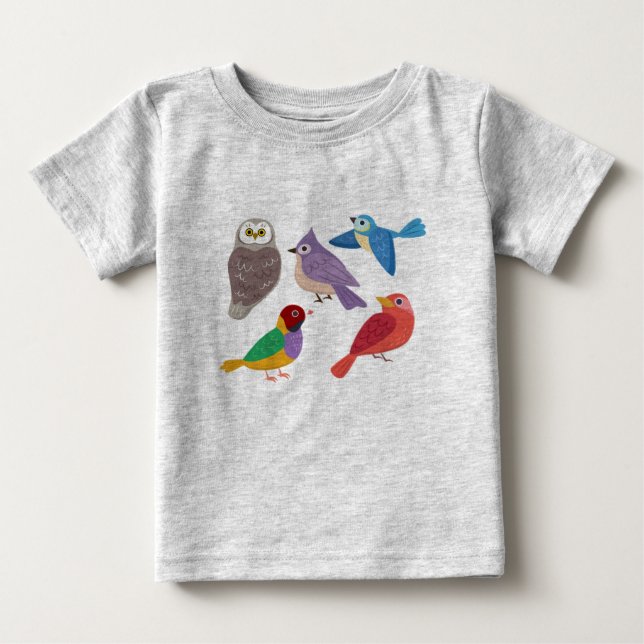 Colourful Birds Baby T-Shirt (Front)