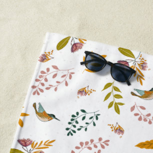Colourful birds beach towel