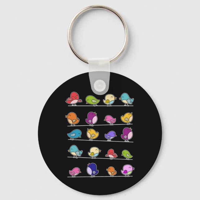 Colourful Birds Bird Watching Bird Keeper Pet Gift Key Ring (Front)