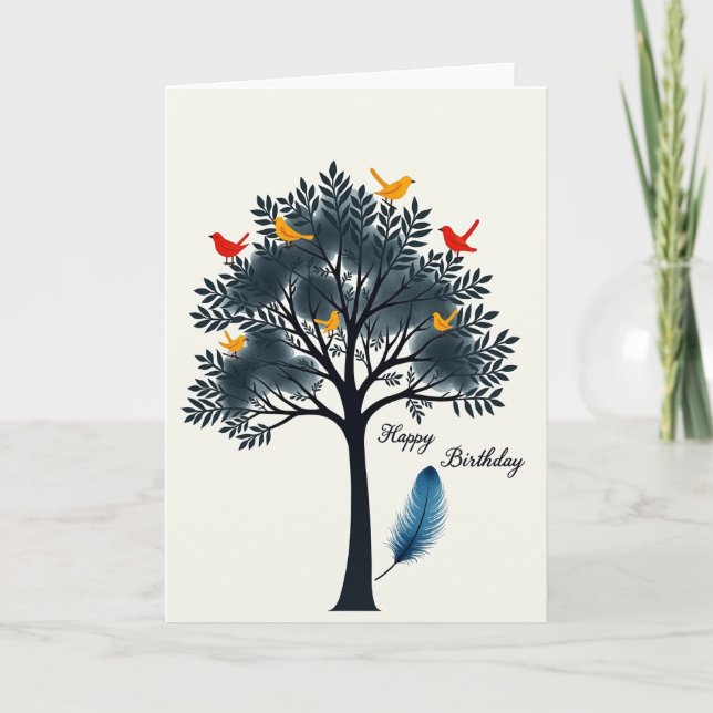 Colourful Birds Birthday Card (Front)