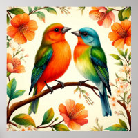 Colourful Birds Blossom Art For Cheerful Home Deco