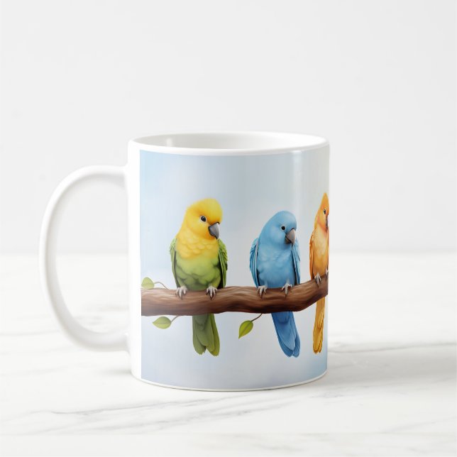 Colourful birds coffee mug (Left)