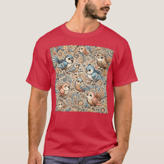 Colourful birds colourful flowers blue birds vinta T-Shirt