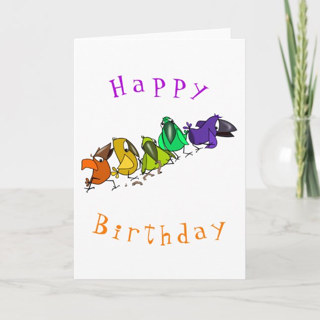 Colourful Birds Funny Birthday Card (Front)