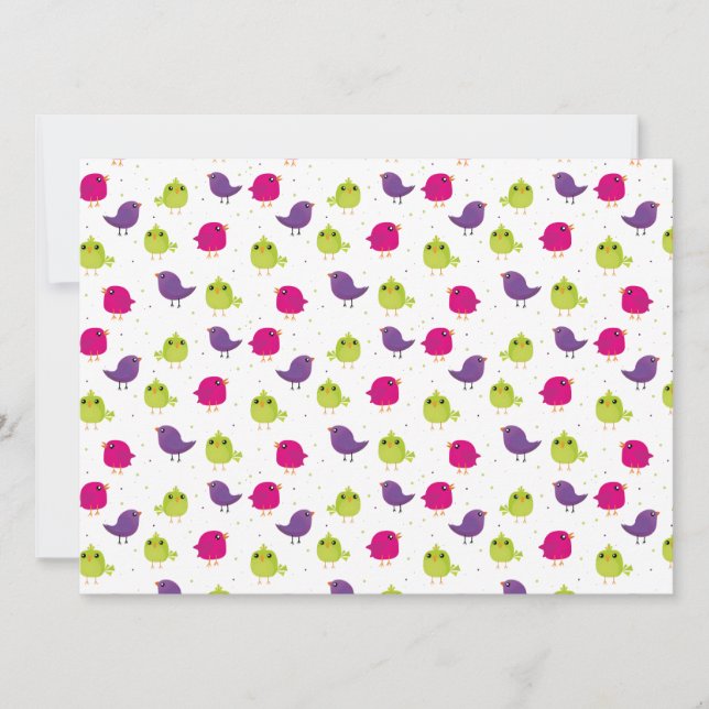Colourful birds invitation (Front)