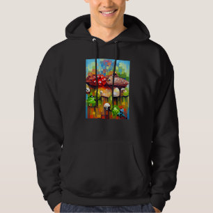Colourful Birds Meet The Fish  Happy Vintage Paint Hoodie