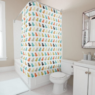 Colourful Birds Mid Century Modern Retro Shower Curtain