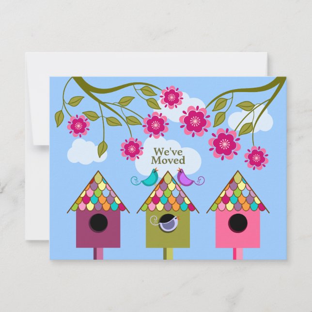 Colourful Birds Moving Announcement (Front)