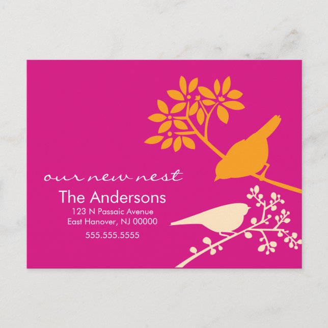 Colourful Birds Moving Announcements (Front)