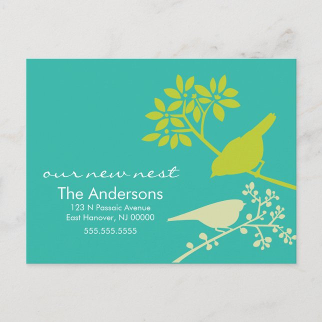 Colourful Birds Moving Announcements (Front)