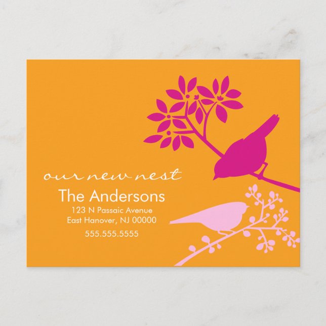 Colourful Birds Moving Announcements (Front)