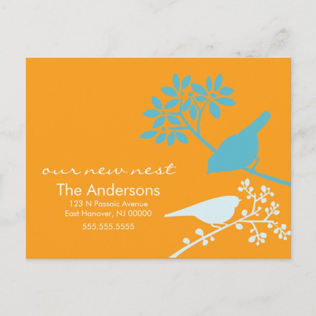 Colourful Birds Moving Announcements (Front)