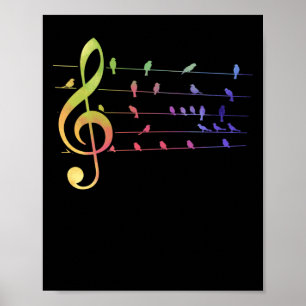 Colourful Birds Musical Notes Music Teacher Poster