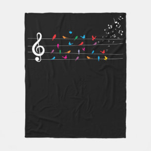 Colourful Birds Musical Notes Nature Music Fleece Blanket