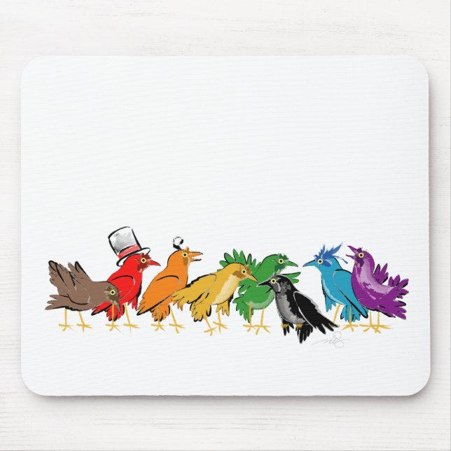 Colourful Birds of a Feather Mouse Mat (Front)